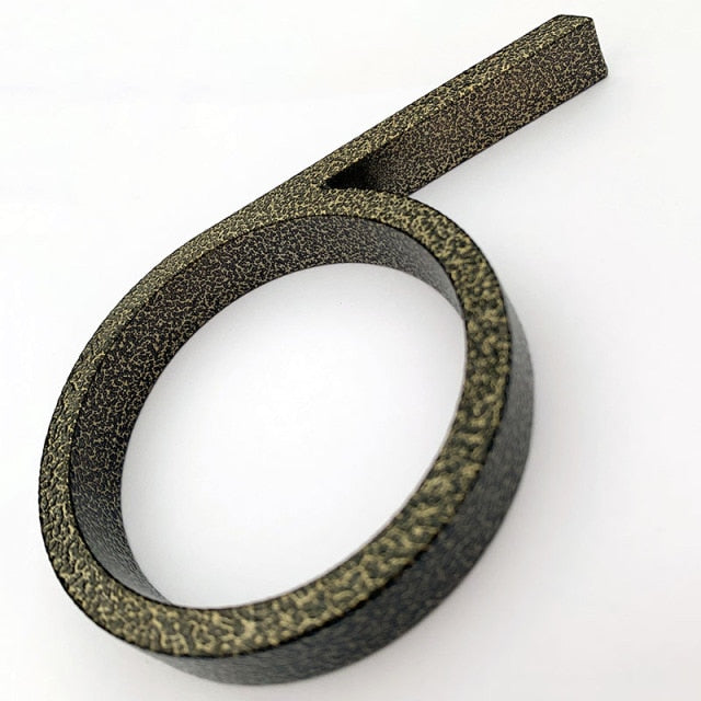 aged finish, leopard finish house numbers floating design  number 6 six