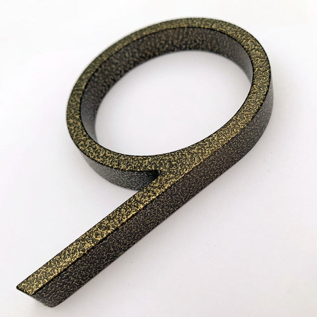 aged finish, leopard finish house numbers floating design  number 9 nine