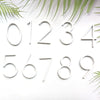 white house numbers, white street address sign, modern white slim house numbers 0 1 2 3 4 5 6 7 8 9  white