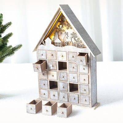 advent wooden house rustic advent calendar with led light