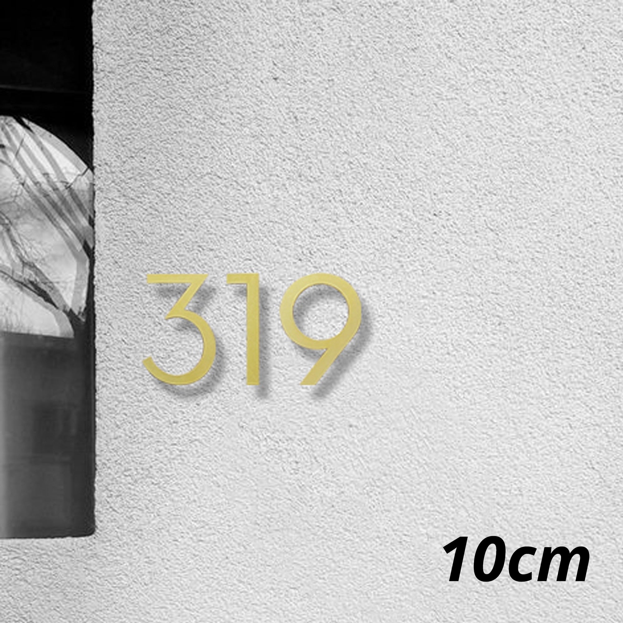 10 cm large gold brass floating house address number