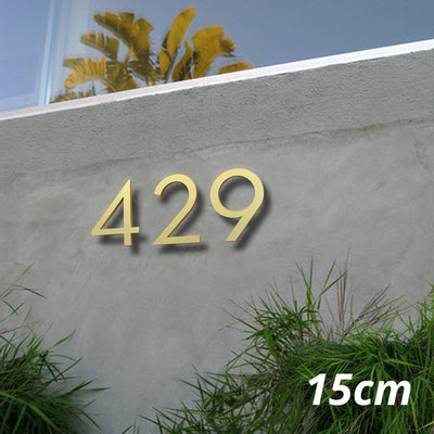 15cm large gold brass floating house address number