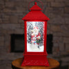 red christmas lantern with Christmas songs, acritical snow, and led light santa red