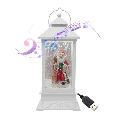 red christmas lantern with Christmas songs, acritical snow, and led light santa white lantern