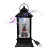 red christmas lantern with Christmas songs, acritical snow, and led light windmill black