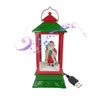 red christmas lantern with Christmas songs, acritical snow, and led light santa red and green