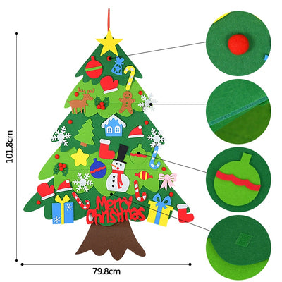 felt christmas tree with led light strand, two tone green felt christmas tree