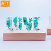 Customized Letters Dried Flower Wood Night Light Creative Romantic Table Lamp Gift for Couple Valentine Day Kid Birthday