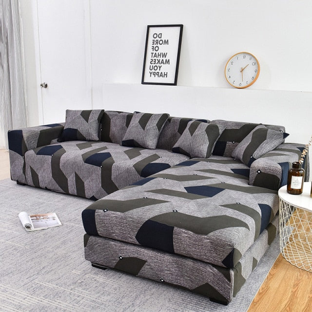 patterned L shape slipcovers for sectional couches