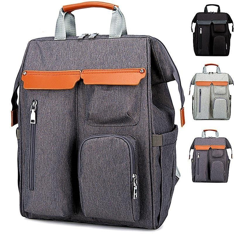 designer mom bag jean, grey and black