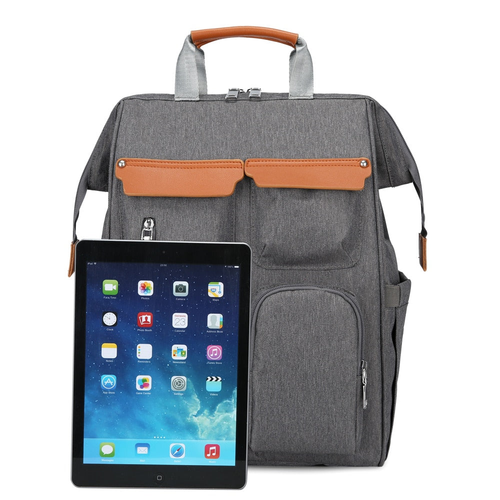 designer mom bag jean, grey and black