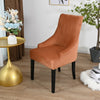 orange color velvet arm chair clip covers