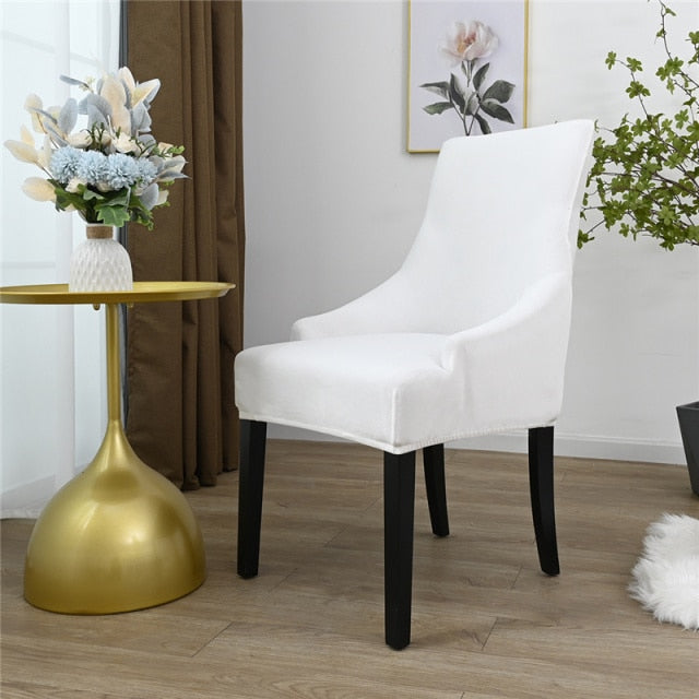white color velvet arm chair clip covers