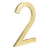 large gold brass floating house address number 2 two