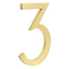 large gold brass floating house address number 3 three
