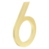 large gold brass floating house address number 6 six