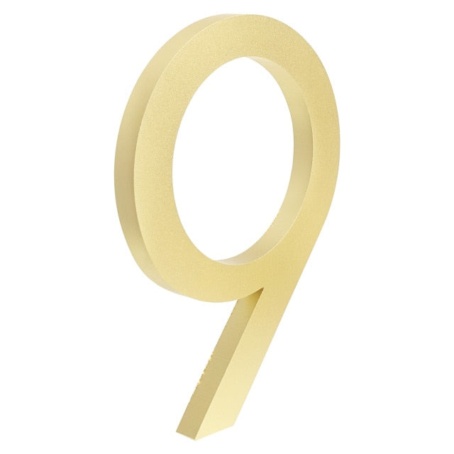 large gold brass floating house address number 9 nine