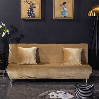 velvet futon sofa bed cover - khaki stretchy velvet material