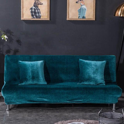 velvet futon sofa bed cover - teal color stretchy velvet material