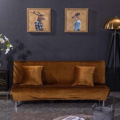 velvet futon sofa bed cover - brown stretchy velvet material