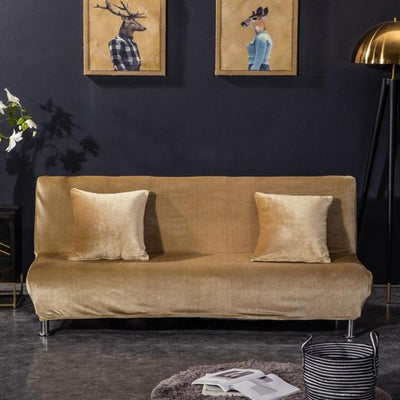 velvet futon sofa bed cover - khaki  stretchy velvet material