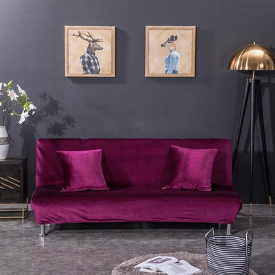 velvet futon sofa bed cover - purple grape color stretchy velvet material