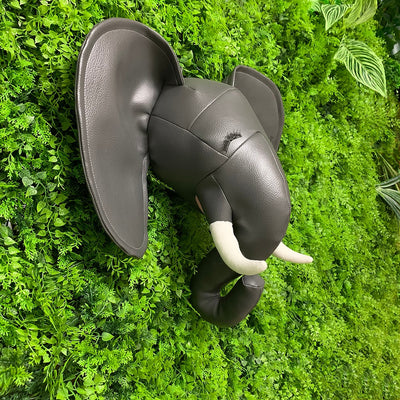 faux leather elephant head for kids room jungle theme