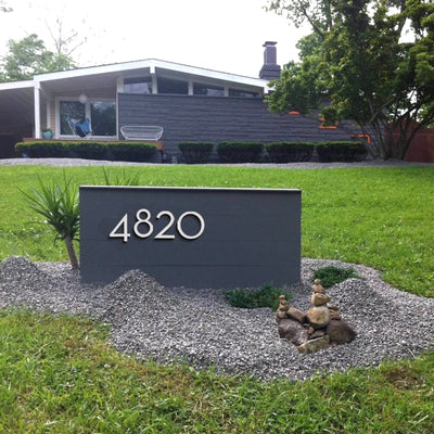 out door house numbers sign modern silver color
