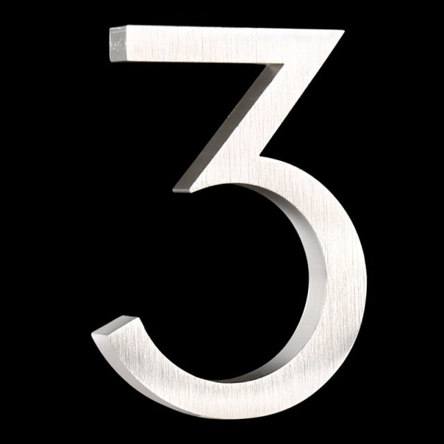 3.9inch or 5.9 inch silver out door house numbers floating 3 three