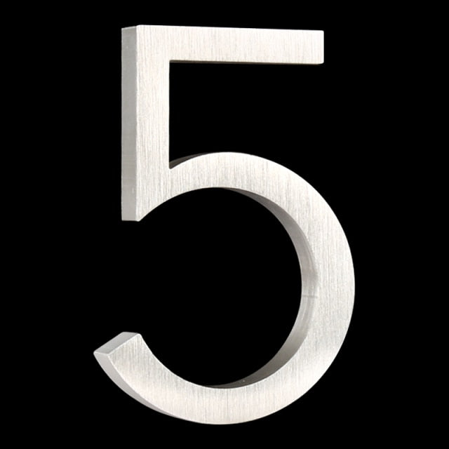 Flush OR Floating Option - Aluminum 3.9inch/10cm OR 5.9inch/15cm Silver Colored Exterior Address House Numbers #0-9