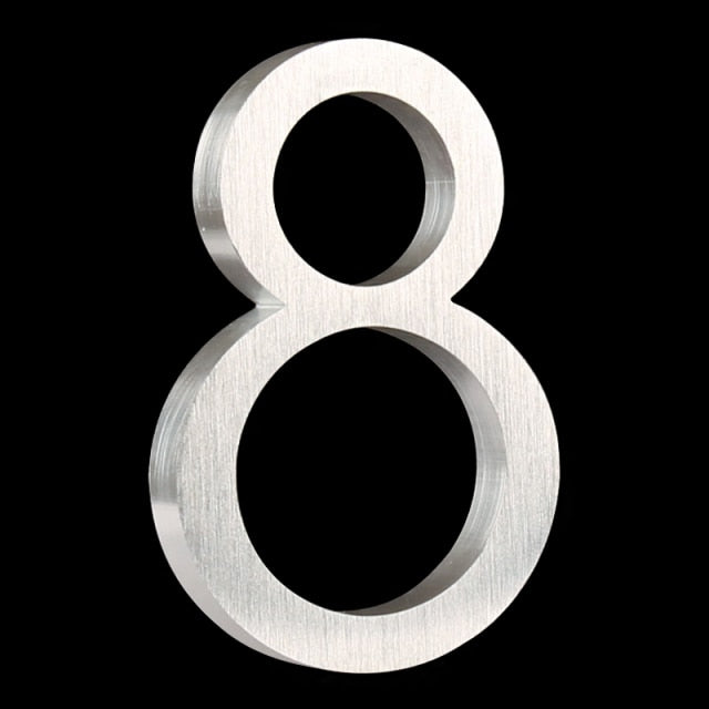 Flush OR Floating Option - Aluminum 3.9inch/10cm OR 5.9inch/15cm Silver Colored Exterior Address House Numbers #0-9