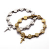 silver and gold color vintage catholic st Benedict bracelet stretchy 