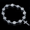 silver metal vintage catholic st Benedict bracelet stretchy