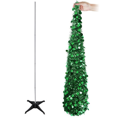 pop up plastic green tinsil tree