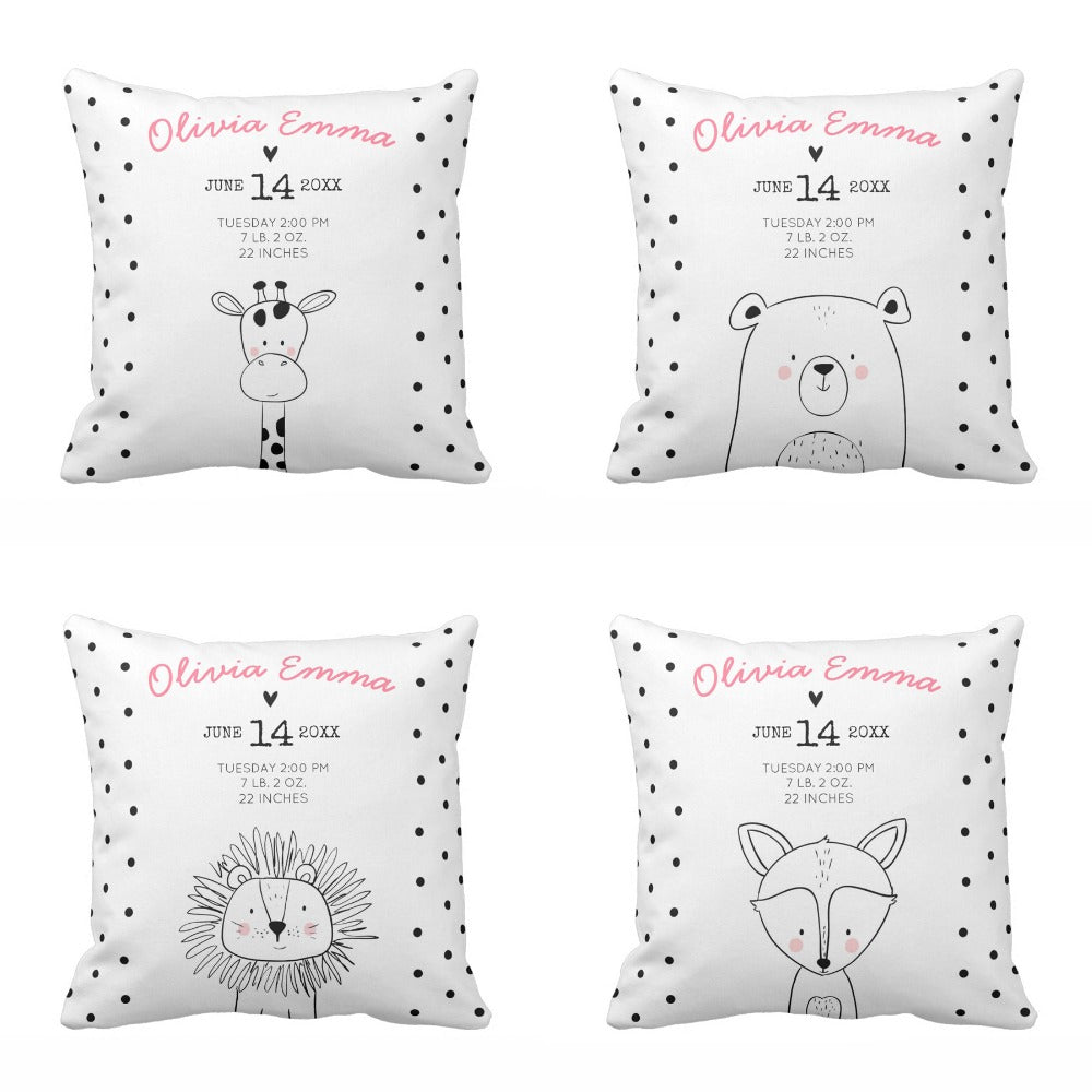birth stat pillowcase for baby black and white