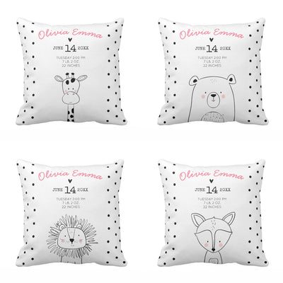 birth stat pillowcase for baby black and white