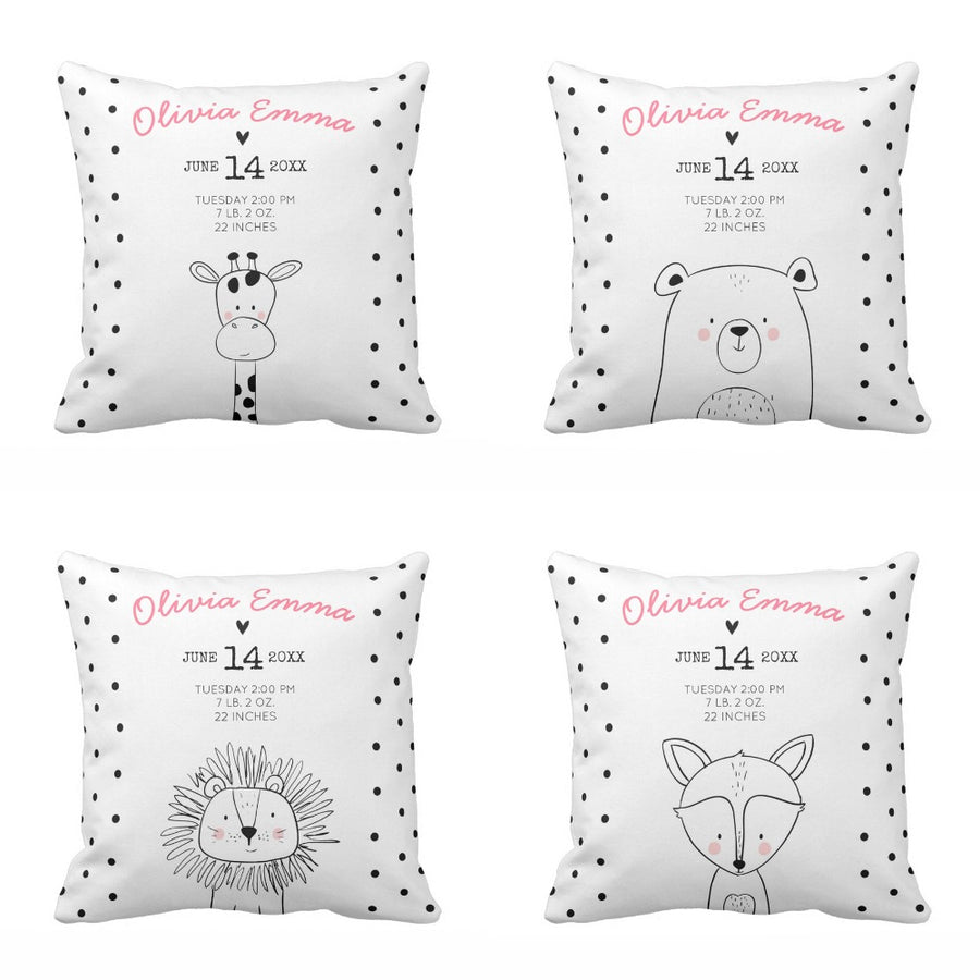 birth stat pillowcase for baby black and white 