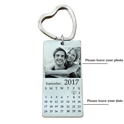 anniversary gift, couples gift, key chain with photo and calendar - winfinity brands