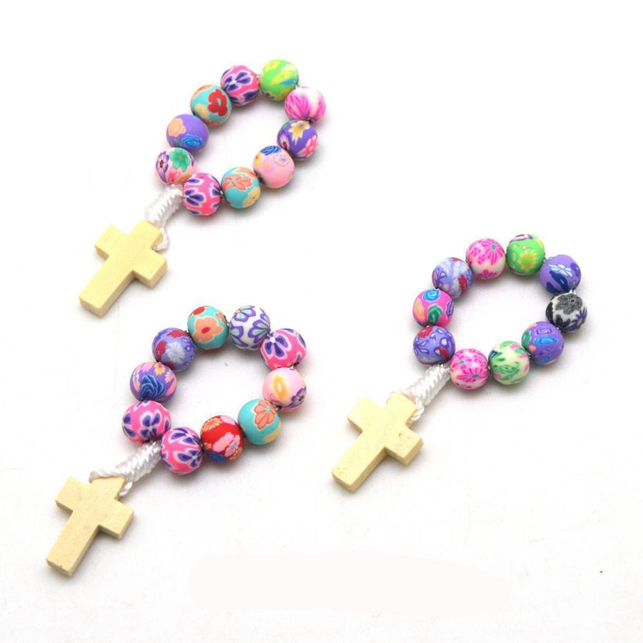 handmade colorful timber and clay rosaries, decade rosaries winfinity brands 