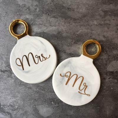 mr and mrs wedding marble coasters - winfinity brands