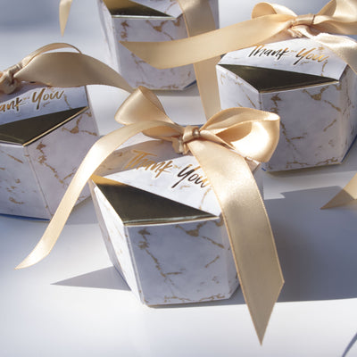 CREATEME™ Marble Style Thank You Favor Gift Boxes