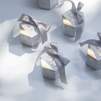 CREATEME™ Marble Style Thank You Favor Gift Boxes