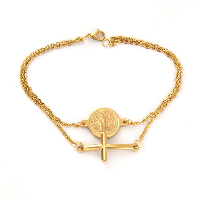 CREATEME™ Saint Benedict Medallion + Cross Bracelet