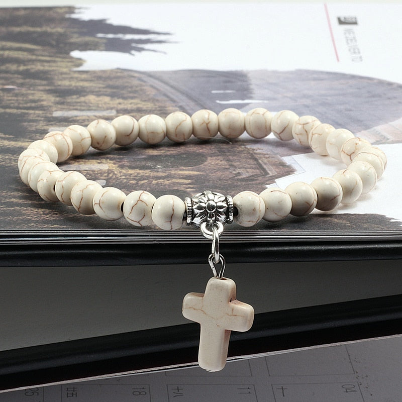 Handcrafted Cross Stone Bracelet