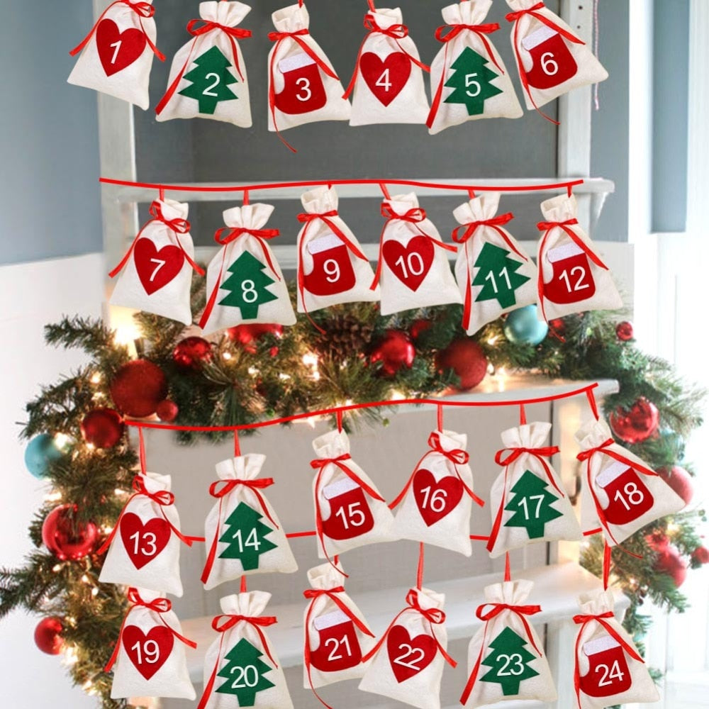felt reusable advent countdown calendar. felt advent calendar bags