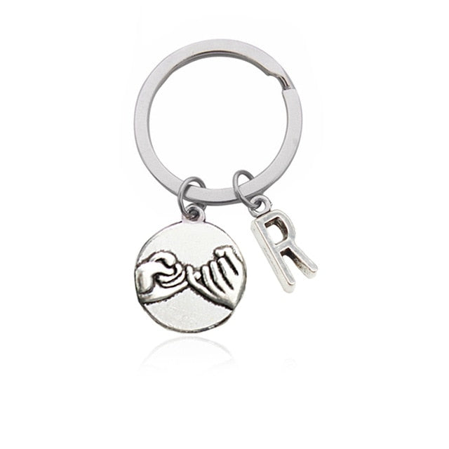 CREATEME™ Pinky Swear Promise Couples Initial Key Chain (Letters N to Z)