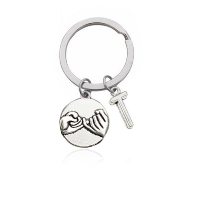 CREATEME™ Pinky Swear Promise Couples Initial Key Chain (Letters N to Z)