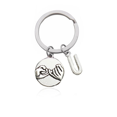 CREATEME™ Pinky Swear Promise Couples Initial Key Chain (Letters N to Z)