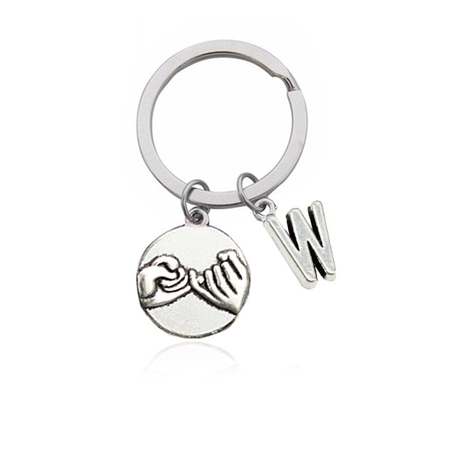 CREATEME™ Pinky Swear Promise Couples Initial Key Chain (Letters N to Z)