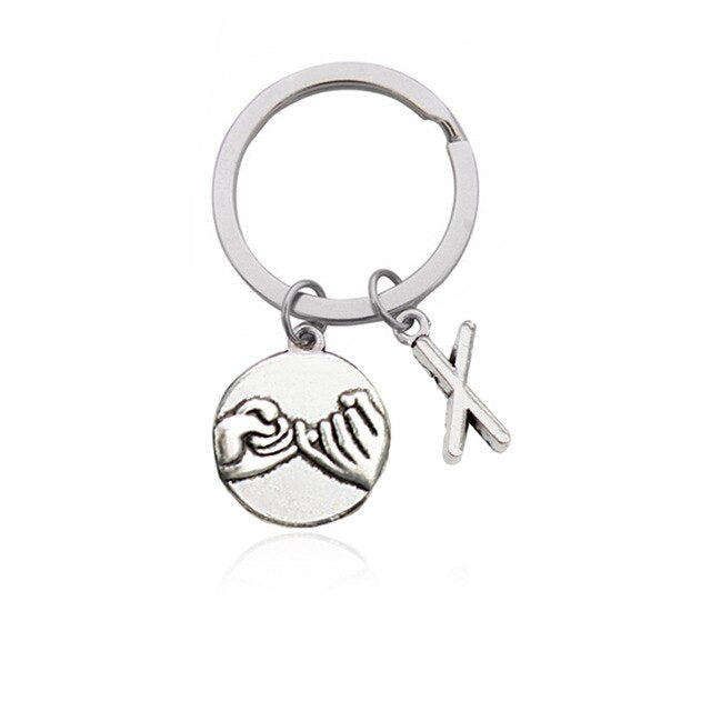 CREATEME™ Pinky Swear Promise Couples Initial Key Chain (Letters N to Z)